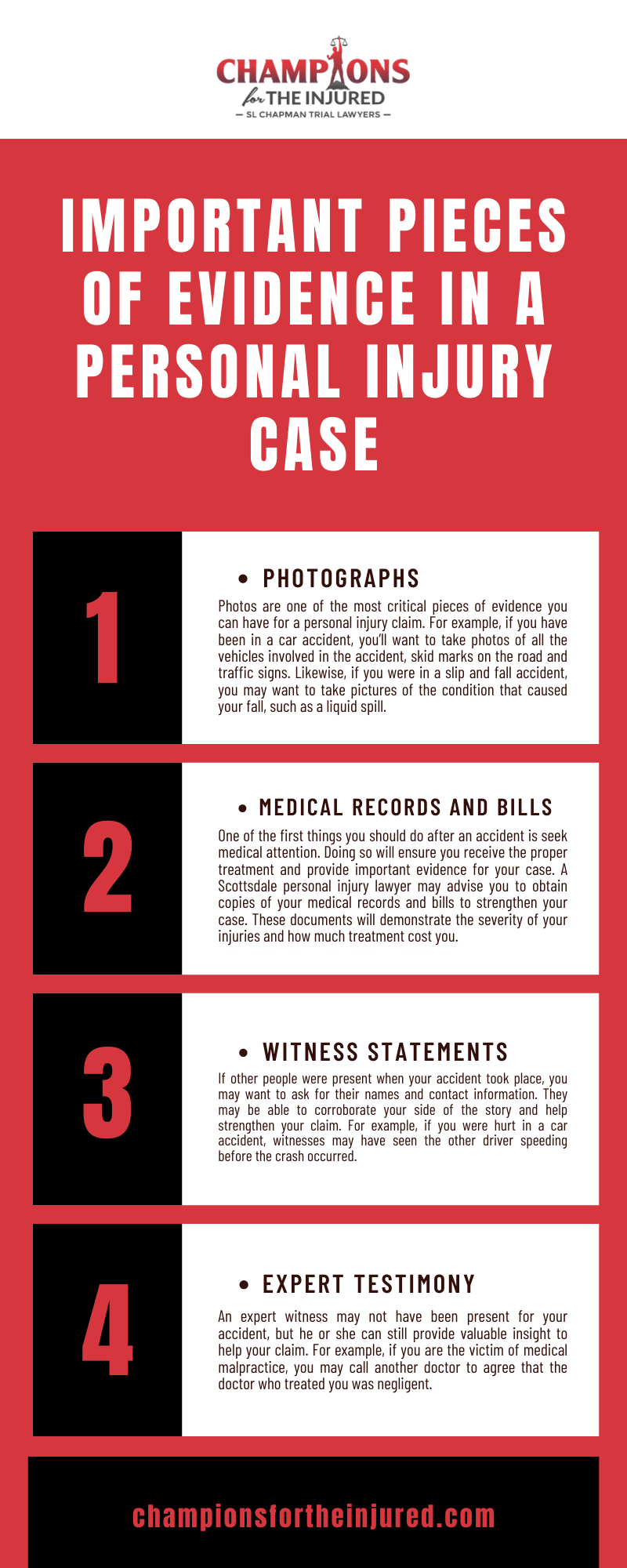 IMPORTANT PIECES OF EVIDENCE IN A PERSONAL INJURY CASE INFOGRAPHIC